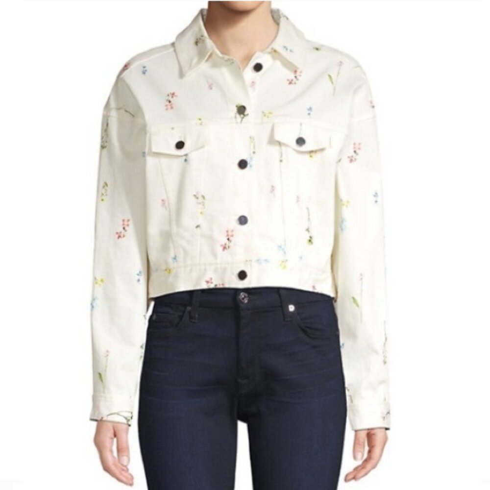 Parker floral white denim jacket
